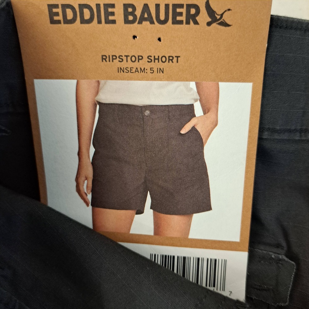 Eddie Bauer Womens Shorts 10 Black NWT Ripstop 5in Inseam 1745-210